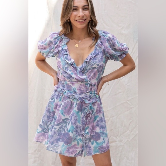 For Love & Lemons Shelly Mini Dress in Purple NWT - Picture 4 of 10